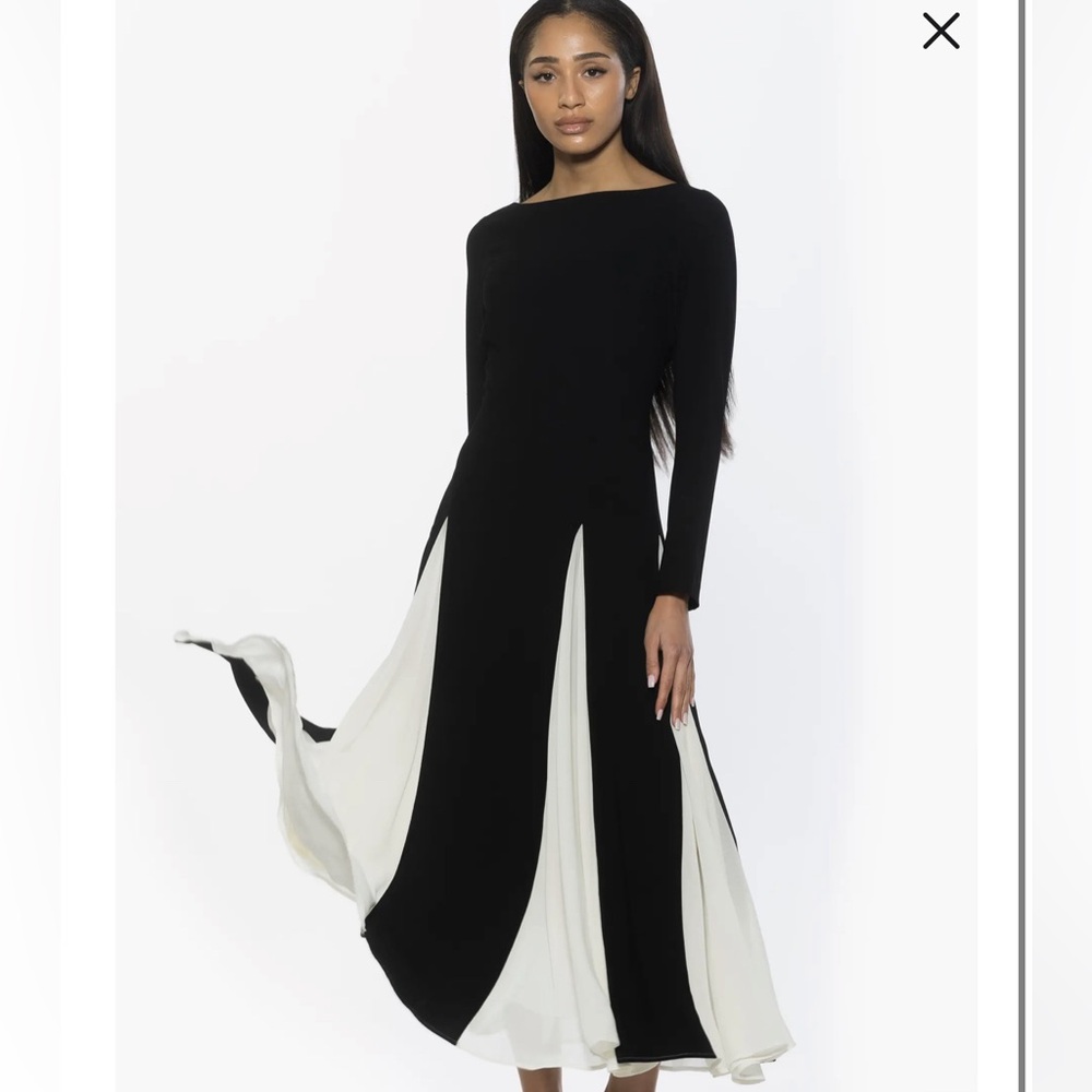 NWT Alexia Admor Elodie Floral Long Sleeve Maxi Dress Black and White size 8